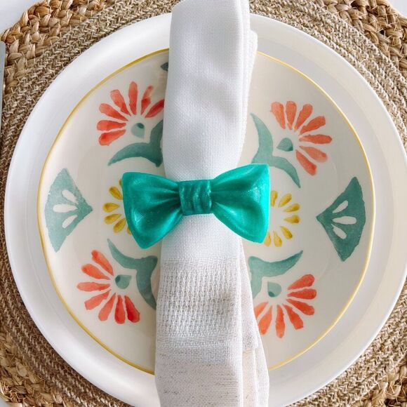 Stylish Bow Napkin Rings – Medium Green - Handmade - Wedding Party Event Planner - Picture 4 of 11